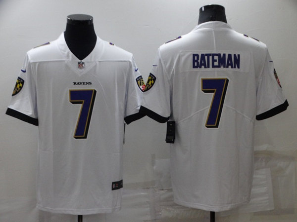 Men's Baltimore Ravens #7 Rashod Bateman White Vapor Untouchable Limited Stitched Jersey